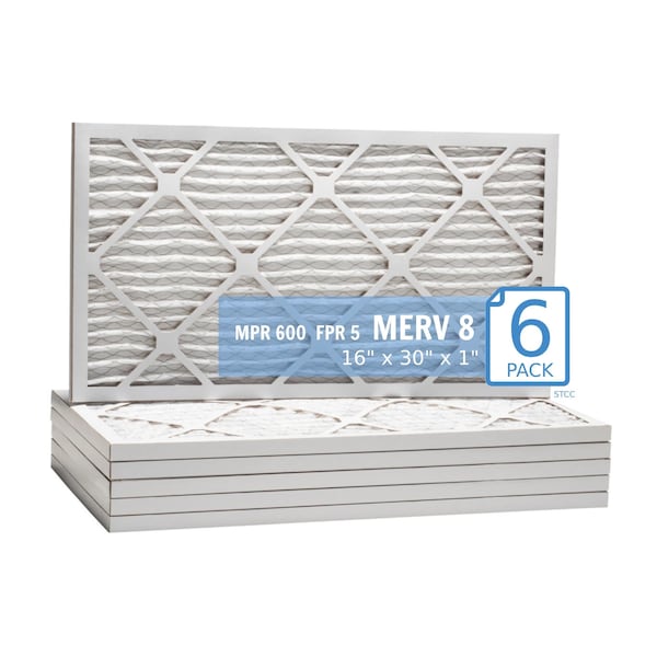 Purolator 16x30x1 Pleated Air Filter, MERV 8, 6 PK 16x30x1x1 HI (6 Pack) - main